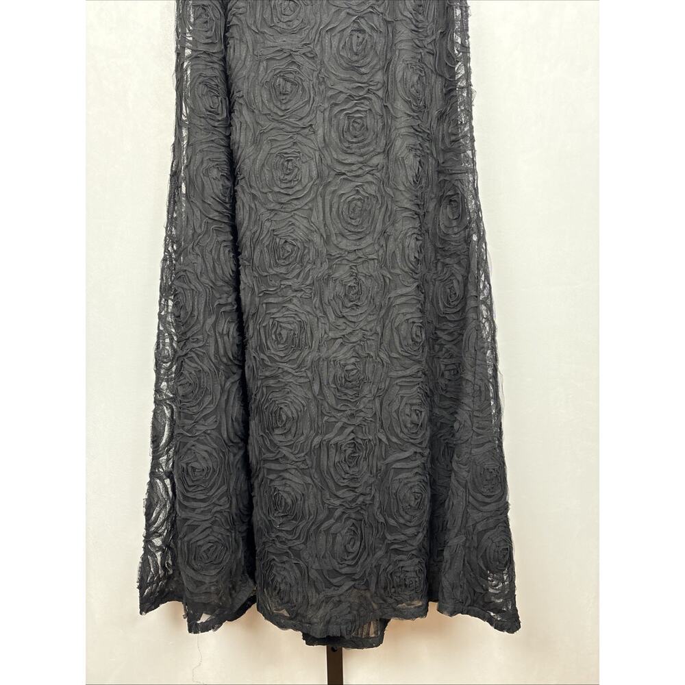 Adrianna Papell Black Mesh Floral Maxi Skirt Women's 10 Whimsigoth Witchy Gothic - Picture 3 of 10